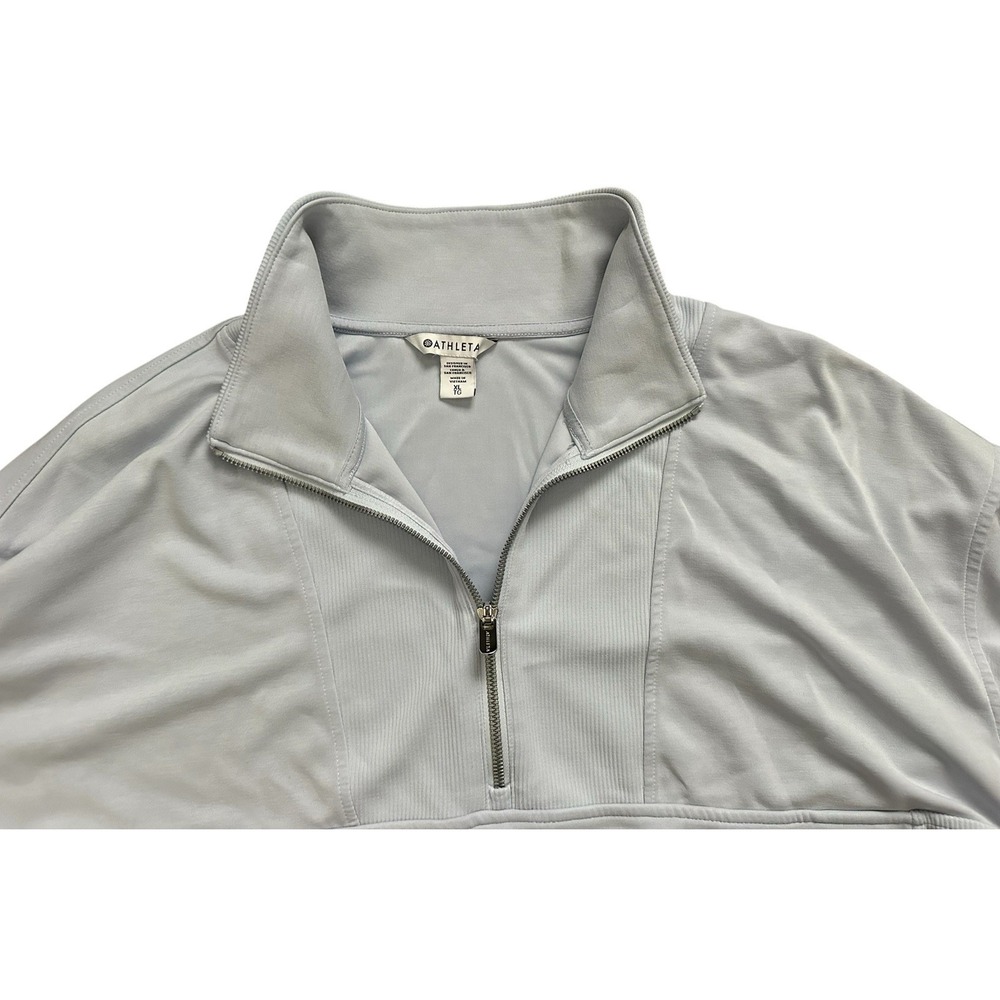 Athleta Seasoft Rib 1/4 Zip Popover Women's Light Blue Long Sleeve Top Size‎ XL - Picture 4 of 8